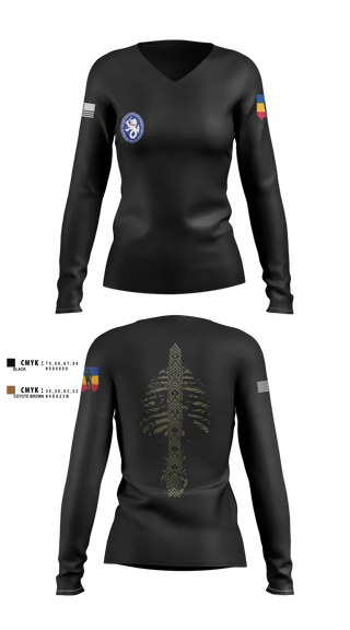 Womens Long Sleeve Vneck Shirt, 1st BN 515th RTI, Army, Teamtime, Team time, sublimation, custom sports apparel, team uniforms, spirit wear, spiritwear, sports uniforms, custom shirts, team store, custom team store, fundraiser sports, apparel fundraiser