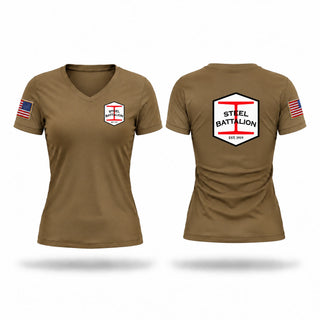 Womens Short Sleeve Vneck Shirt, Steel Battalion, Army, Teamtime, Team time, sublimation, custom sports apparel, team uniforms, spirit wear, spiritwear, sports uniforms, custom shirts, team store, custom team store, fundraiser sports, apparel fundraiser