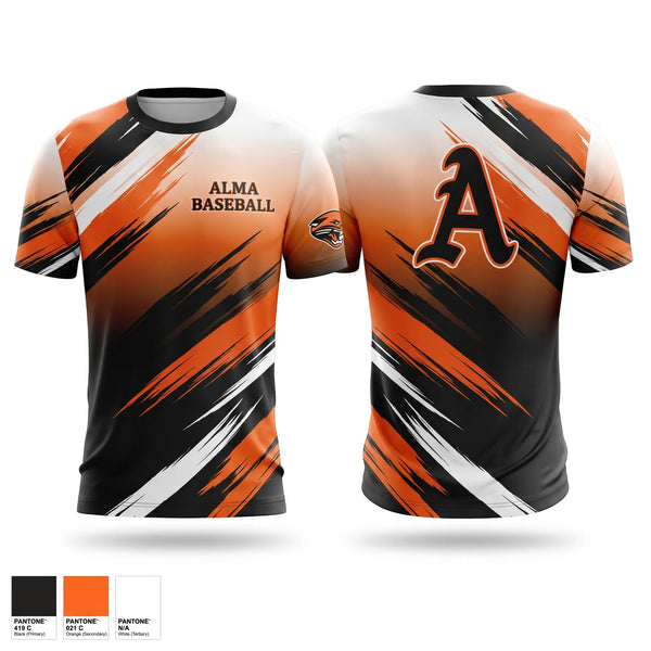 Short Sleeve Performance Shirt, Alma, Baseball, Teamtime, Team time, sublimation, custom sports apparel, team uniforms, spirit wear, spiritwear, sports uniforms, custom shirts, team store, custom team store, fundraiser sports, apparel fundraiser
