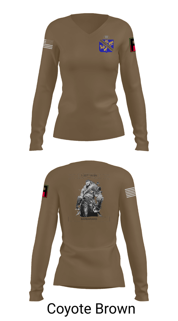 Womens Long Sleeve Vneck Shirt, 1-306th IN BN, , Teamtime, Team time, sublimation, custom sports apparel, team uniforms, spirit wear, spiritwear, sports uniforms, custom shirts, team store, custom team store, fundraiser sports, apparel fundraiser