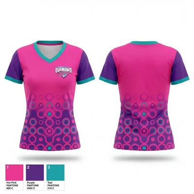 Diamond Divas 30092675 Women's Short Sleeve V-neck Shirt - 1
