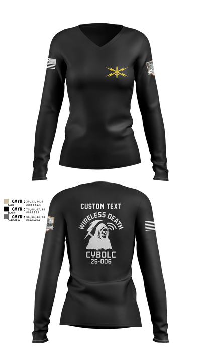Bravo Company, 401st Cyber Battalion 75539801 Women's Long Sleeve V-neck Shirt - 8