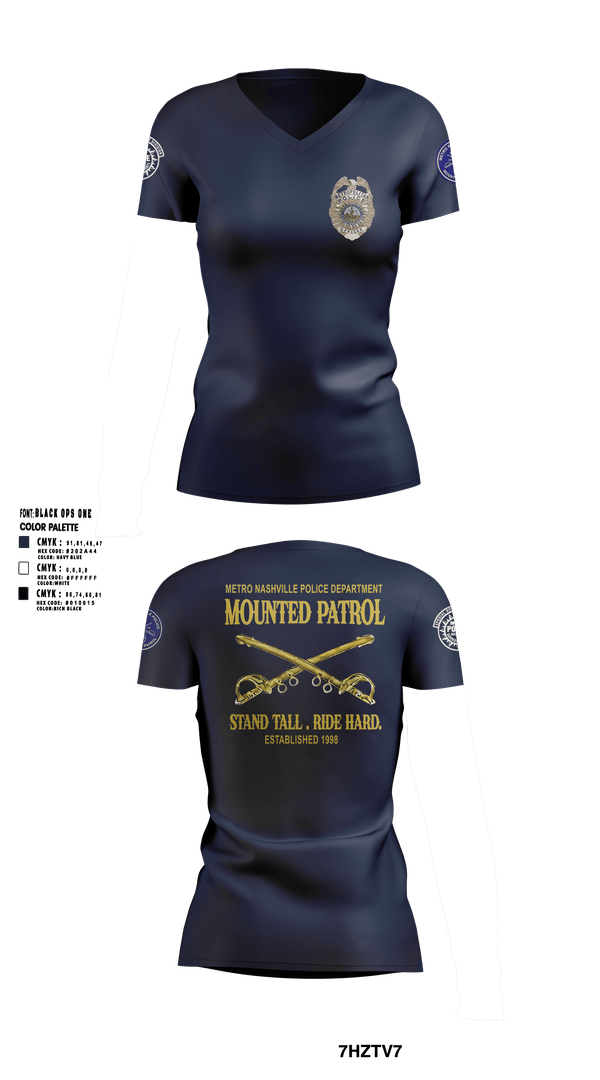Metro Nashville Police Department Horse Mounted Unit Women's Short Sleeve V-neck Shirt - 1