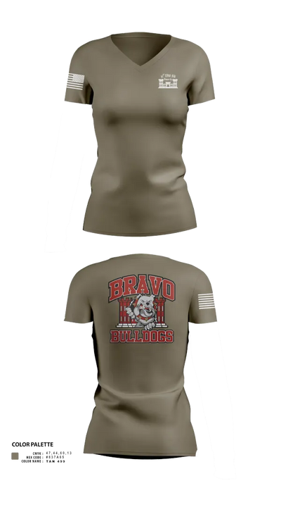 Bravo Company “Bulldogs” 31st Engineer Battalion 91447839 Women's Short Sleeve V-neck Shirt - 100