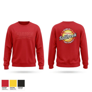 Crew Neck Sweatshirt, Fallbrook girls softball, Softball, Teamtime, Team time, sublimation, custom sports apparel, team uniforms, spirit wear, spiritwear, sports uniforms, custom shirts, team store, custom team store, fundraiser sports, apparel fundraiser