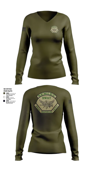 Womens Long Sleeve Vneck Shirt, SEMLEC SWAT, Police, Teamtime, Team time, sublimation, custom sports apparel, team uniforms, spirit wear, spiritwear, sports uniforms, custom shirts, team store, custom team store, fundraiser sports, apparel fundraiser