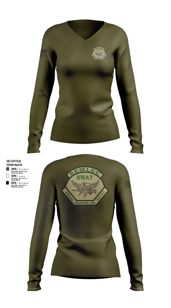 Womens Long Sleeve Vneck Shirt, SEMLEC SWAT, Police, Teamtime, Team time, sublimation, custom sports apparel, team uniforms, spirit wear, spiritwear, sports uniforms, custom shirts, team store, custom team store, fundraiser sports, apparel fundraiser