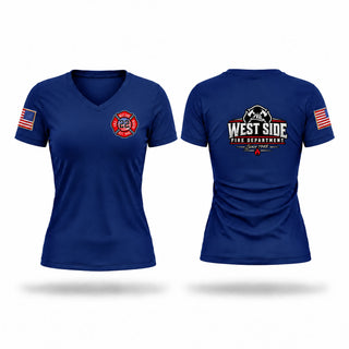 Womens Short Sleeve Vneck Shirt, WEST SIDE VOLUNTEER FIRE DEPARTMENT, Fire Department, Teamtime, Team time, sublimation, custom sports apparel, team uniforms, spirit wear, spiritwear, sports uniforms, custom shirts, team store, custom team store, fundraiser sports, apparel fundraiser