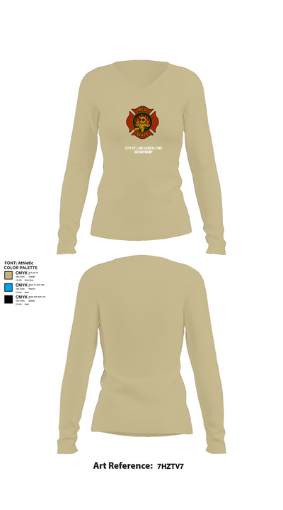 City of Lake Geneva Fire Department 76395935 Women's Long Sleeve V-neck Shirt - 82