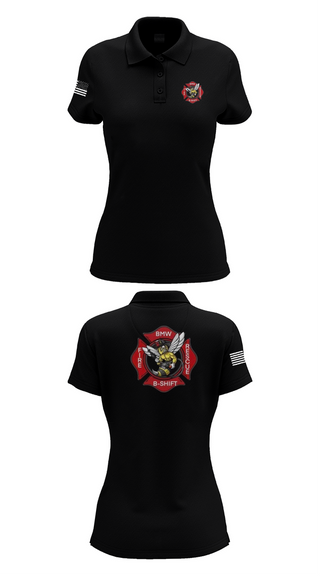 Womens Short Sleeve Performance Polo, B-Shift, Fire Department, Teamtime, Team time, sublimation, custom sports apparel, team uniforms, spirit wear, spiritwear, sports uniforms, custom shirts, team store, custom team store, fundraiser sports, apparel fundraiser