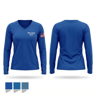 Womens Long Sleeve Vneck Shirt, Mounted Unit, Police, Teamtime, Team time, sublimation, custom sports apparel, team uniforms, spirit wear, spiritwear, sports uniforms, custom shirts, team store, custom team store, fundraiser sports, apparel fundraiser