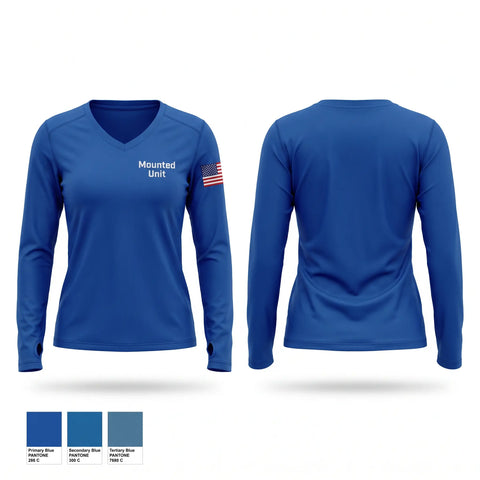 Womens Long Sleeve Vneck Shirt, Mounted Unit, Police, Teamtime, Team time, sublimation, custom sports apparel, team uniforms, spirit wear, spiritwear, sports uniforms, custom shirts, team store, custom team store, fundraiser sports, apparel fundraiser
