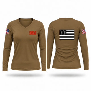 Womens Long Sleeve Vneck Shirt, Steppas, Air Force, Teamtime, Team time, sublimation, custom sports apparel, team uniforms, spirit wear, spiritwear, sports uniforms, custom shirts, team store, custom team store, fundraiser sports, apparel fundraiser