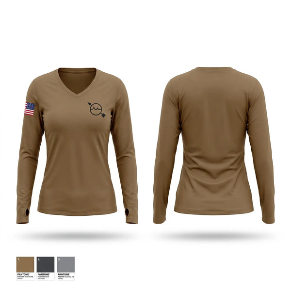 Womens Long Sleeve Vneck Shirt, Operations Specialist, Navy, Teamtime, Team time, sublimation, custom sports apparel, team uniforms, spirit wear, spiritwear, sports uniforms, custom shirts, team store, custom team store, fundraiser sports, apparel fundraiser