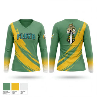 Womens Long Sleeve Vneck Shirt, Floyd Central, Women's Volleyball, Teamtime, Team time, sublimation, custom sports apparel, team uniforms, spirit wear, spiritwear, sports uniforms, custom shirts, team store, custom team store, fundraiser sports, apparel fundraiser