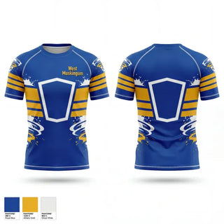 Short Sleeve Rash Guard Shirt, West Muskingum, Wrestling, Teamtime, Team time, sublimation, custom sports apparel, team uniforms, spirit wear, spiritwear, sports uniforms, custom shirts, team store, custom team store, fundraiser sports, apparel fundraiser