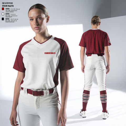 Womens Short Sleeve Vneck Shirt, Cardinals, Softball, Teamtime, Team time, sublimation, custom sports apparel, team uniforms, spirit wear, spiritwear, sports uniforms, custom shirts, team store, custom team store, fundraiser sports, apparel fundraiser