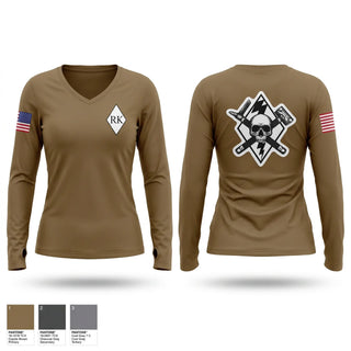 Womens Long Sleeve Vneck Shirt, 3rd Platoon Cco 2-37 AR, Army, Teamtime, Team time, sublimation, custom sports apparel, team uniforms, spirit wear, spiritwear, sports uniforms, custom shirts, team store, custom team store, fundraiser sports, apparel fundraiser