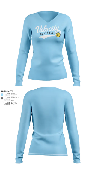 Womens Long Sleeve Vneck Shirt, Velocity, Softball, Teamtime, Team time, sublimation, custom sports apparel, team uniforms, spirit wear, spiritwear, sports uniforms, custom shirts, team store, custom team store, fundraiser sports, apparel fundraiser