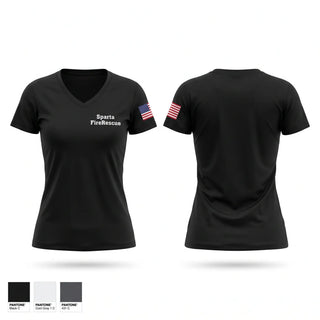 Womens Short Sleeve Vneck Shirt, Sparta Fire/Rescue, Fire Department, Teamtime, Team time, sublimation, custom sports apparel, team uniforms, spirit wear, spiritwear, sports uniforms, custom shirts, team store, custom team store, fundraiser sports, apparel fundraiser