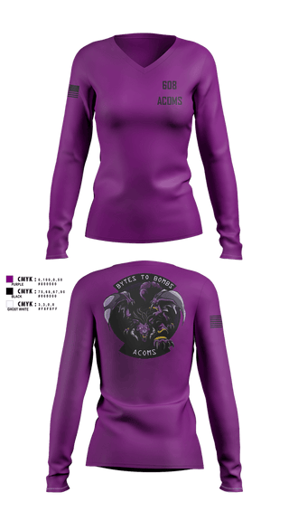 Womens Long Sleeve Vneck Shirt, 608 ACOMS, Air Force, Teamtime, Team time, sublimation, custom sports apparel, team uniforms, spirit wear, spiritwear, sports uniforms, custom shirts, team store, custom team store, fundraiser sports, apparel fundraiser