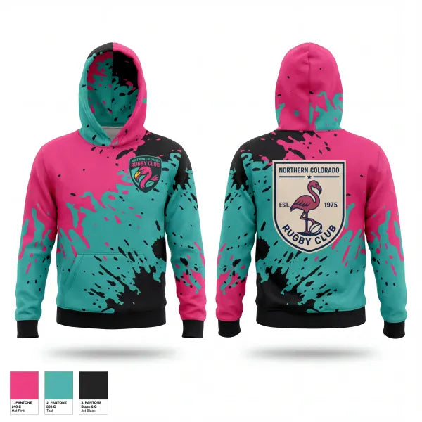 Hoodie, NOCO Flamingos, Rugby, Teamtime, Team time, sublimation, custom sports apparel, team uniforms, spirit wear, spiritwear, sports uniforms, custom shirts, team store, custom team store, fundraiser sports, apparel fundraiser
