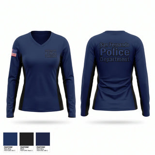 Womens Long Sleeve Vneck Shirt, San Fernando Police Department, Police, Teamtime, Team time, sublimation, custom sports apparel, team uniforms, spirit wear, spiritwear, sports uniforms, custom shirts, team store, custom team store, fundraiser sports, apparel fundraiser