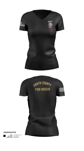 Womens Short Sleeve Vneck Shirt, Erath county fire and rescue, Fire Department, Teamtime, Team time, sublimation, custom sports apparel, team uniforms, spirit wear, spiritwear, sports uniforms, custom shirts, team store, custom team store, fundraiser sports, apparel fundraiser