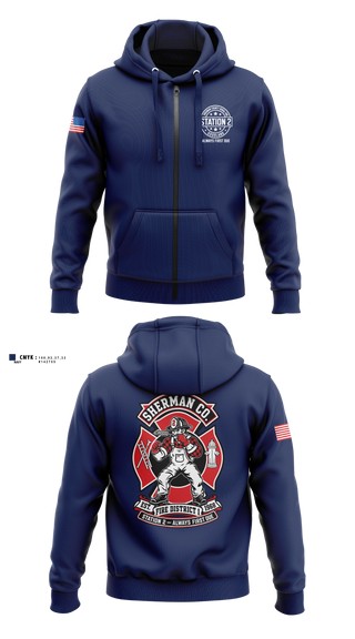 Zip Hoodie, Sherman County Fire District 1, Fire Department, Teamtime, Team time, sublimation, custom sports apparel, team uniforms, spirit wear, spiritwear, sports uniforms, custom shirts, team store, custom team store, fundraiser sports, apparel fundraiser
