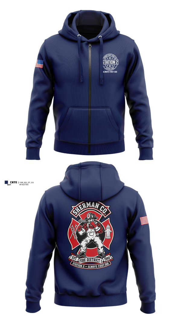 Zip Hoodie, Sherman County Fire District 1, Fire Department, Teamtime, Team time, sublimation, custom sports apparel, team uniforms, spirit wear, spiritwear, sports uniforms, custom shirts, team store, custom team store, fundraiser sports, apparel fundraiser