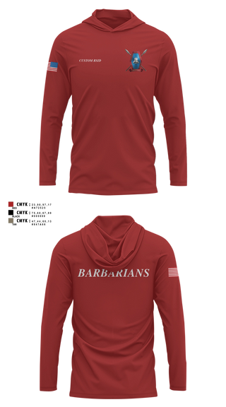 Long Sleeve hooded sunshirt, Libertyville Army Recruiting Company, Army, Teamtime, Team time, sublimation, custom sports apparel, team uniforms, spirit wear, spiritwear, sports uniforms, custom shirts, team store, custom team store, fundraiser sports, apparel fundraiser