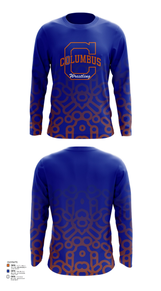 Long Sleeve Rash Guard Shirt, Columbus High School Wrestling, Wrestling, Teamtime, Team time, sublimation, custom sports apparel, team uniforms, spirit wear, spiritwear, sports uniforms, custom shirts, team store, custom team store, fundraiser sports, apparel fundraiser