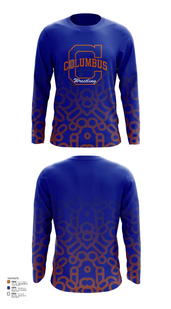 Long Sleeve Rash Guard Shirt, Columbus High School Wrestling, Wrestling, Teamtime, Team time, sublimation, custom sports apparel, team uniforms, spirit wear, spiritwear, sports uniforms, custom shirts, team store, custom team store, fundraiser sports, apparel fundraiser