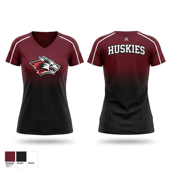 Womens Short Sleeve Vneck Shirt, New Holstein Huskies, Wrestling, Teamtime, Team time, sublimation, custom sports apparel, team uniforms, spirit wear, spiritwear, sports uniforms, custom shirts, team store, custom team store, fundraiser sports, apparel fundraiser