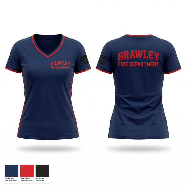 Womens Short Sleeve Vneck Shirt, Brawley Fire Department, Fire Department, Teamtime, Team time, sublimation, custom sports apparel, team uniforms, spirit wear, spiritwear, sports uniforms, custom shirts, team store, custom team store, fundraiser sports, apparel fundraiser