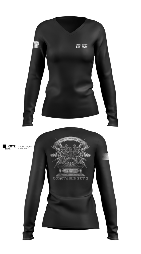 Womens Long Sleeve Vneck Shirt, Harris county pct 1 swat, Police, Teamtime, Team time, sublimation, custom sports apparel, team uniforms, spirit wear, spiritwear, sports uniforms, custom shirts, team store, custom team store, fundraiser sports, apparel fundraiser