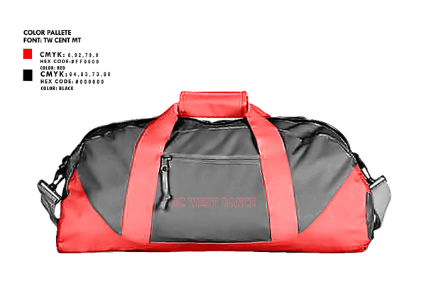 Duffle Bag, DC West Dance, Spirit Store, Teamtime, Team time, sublimation, custom sports apparel, team uniforms, spirit wear, spiritwear, sports uniforms, custom shirts, team store, custom team store, fundraiser sports, apparel fundraiser