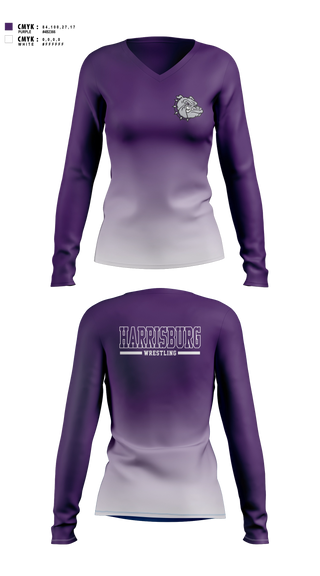 Womens Long Sleeve Vneck Shirt, HARRISBURG Bulldogs, Wrestling, Teamtime, Team time, sublimation, custom sports apparel, team uniforms, spirit wear, spiritwear, sports uniforms, custom shirts, team store, custom team store, fundraiser sports, apparel fundraiser