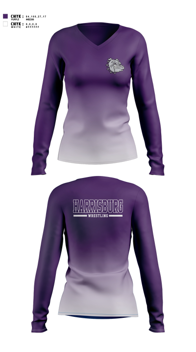 HARRISBURG Bulldogs Women's Long Sleeve V-neck Shirt - 3