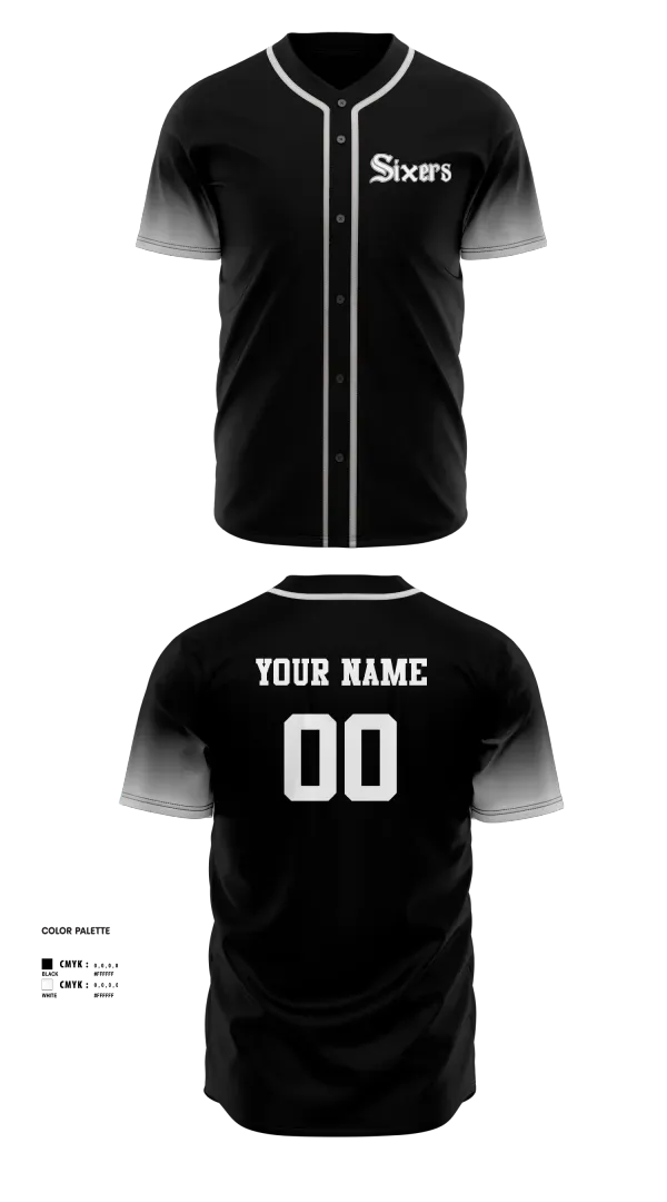 Full Button Baseball Jersey, Central Washington Sixers, Baseball, Teamtime, Team time, sublimation, custom sports apparel, team uniforms, spirit wear, spiritwear, sports uniforms, custom shirts, team store, custom team store, fundraiser sports, apparel fundraiser