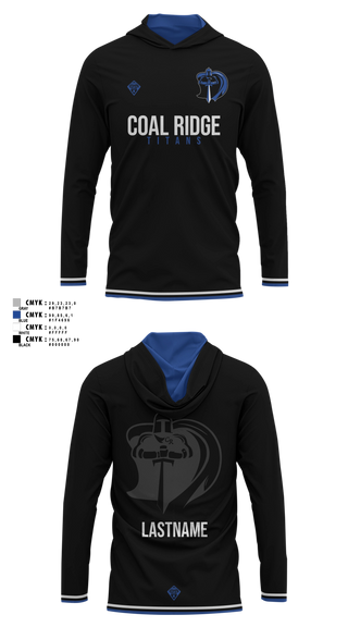 Long Sleeve Performance Shirt with hood, Coal Ridge HS Boys Soccer, Men's Soccer, Teamtime, Team time, sublimation, custom sports apparel, team uniforms, spirit wear, spiritwear, sports uniforms, custom shirts, team store, custom team store, fundraiser sports, apparel fundraiser