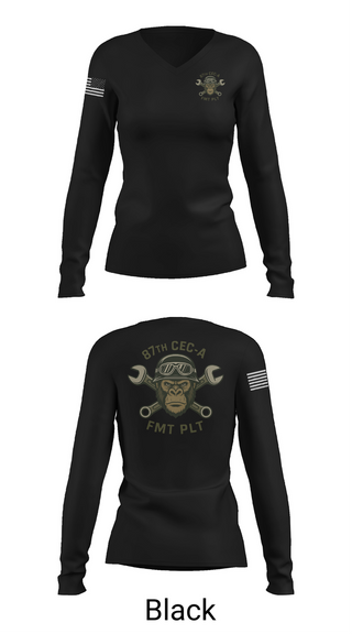 Womens Long Sleeve Vneck Shirt, 87th CEC-A FMT PLT, , Teamtime, Team time, sublimation, custom sports apparel, team uniforms, spirit wear, spiritwear, sports uniforms, custom shirts, team store, custom team store, fundraiser sports, apparel fundraiser