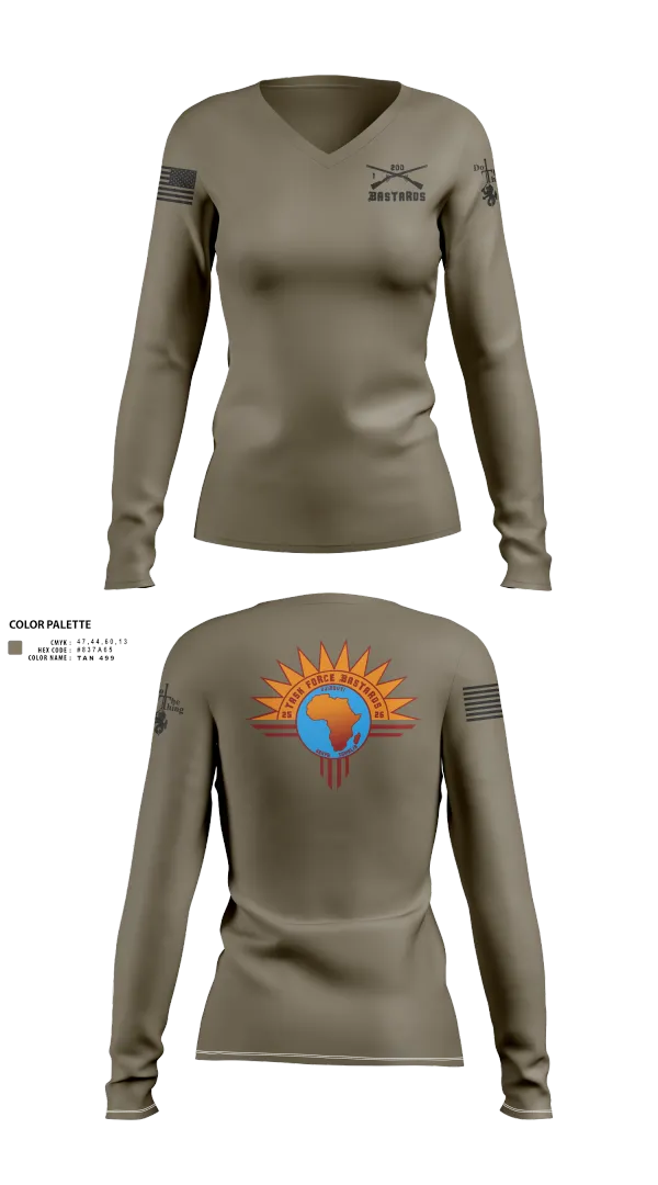 Womens Long Sleeve Vneck Shirt, Task Force Bastards, , Teamtime, Team time, sublimation, custom sports apparel, team uniforms, spirit wear, spiritwear, sports uniforms, custom shirts, team store, custom team store, fundraiser sports, apparel fundraiser