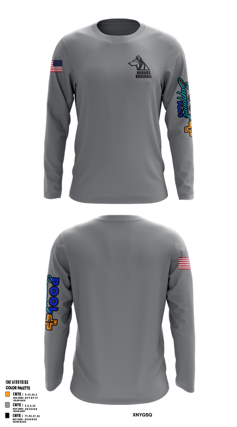 Long Sleeve Performance Shirt, Hounds, Baseball, Teamtime, Team time, sublimation, custom sports apparel, team uniforms, spirit wear, spiritwear, sports uniforms, custom shirts, team store, custom team store, fundraiser sports, apparel fundraiser