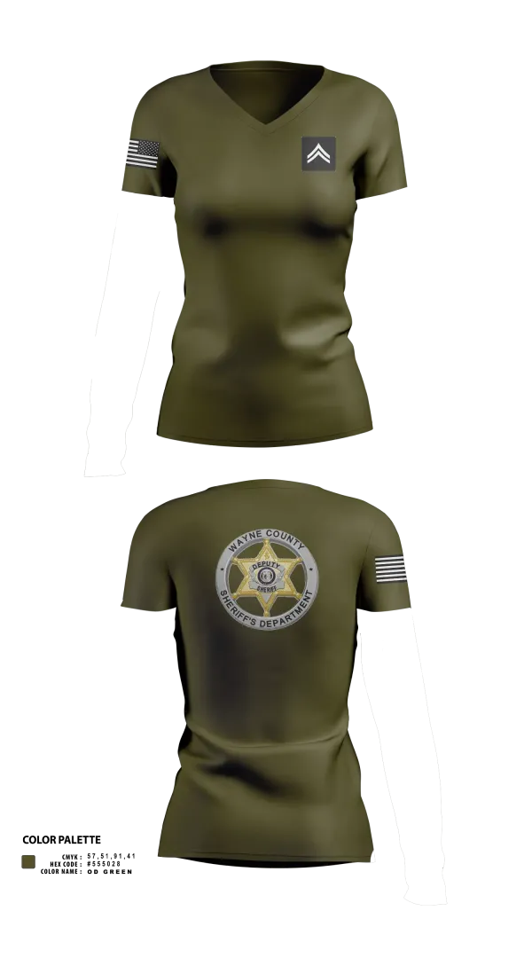 Womens Short Sleeve Vneck Shirt, Wayne County Sheriff’s Department, Police, Teamtime, Team time, sublimation, custom sports apparel, team uniforms, spirit wear, spiritwear, sports uniforms, custom shirts, team store, custom team store, fundraiser sports, apparel fundraiser