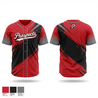 Full Button Baseball Jersey, South Georgia Prospects, Baseball, Teamtime, Team time, sublimation, custom sports apparel, team uniforms, spirit wear, spiritwear, sports uniforms, custom shirts, team store, custom team store, fundraiser sports, apparel fundraiser