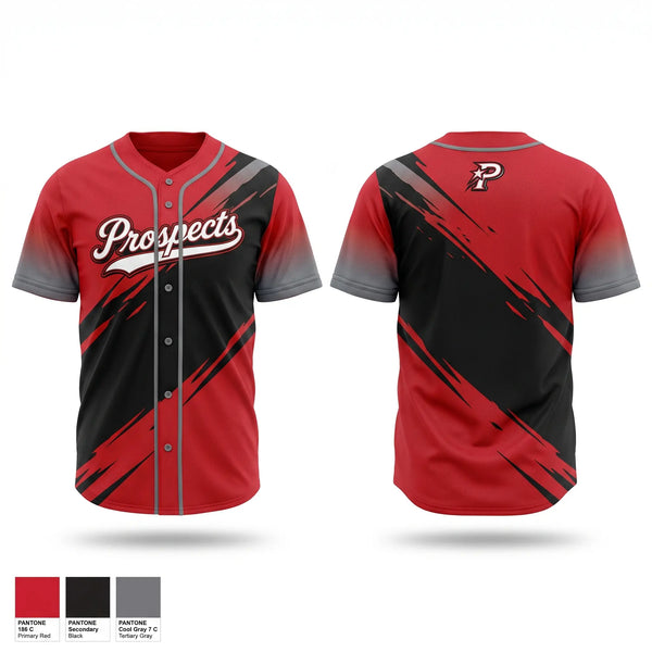 Full Button Baseball Jersey, South Georgia Prospects, Baseball, Teamtime, Team time, sublimation, custom sports apparel, team uniforms, spirit wear, spiritwear, sports uniforms, custom shirts, team store, custom team store, fundraiser sports, apparel fundraiser
