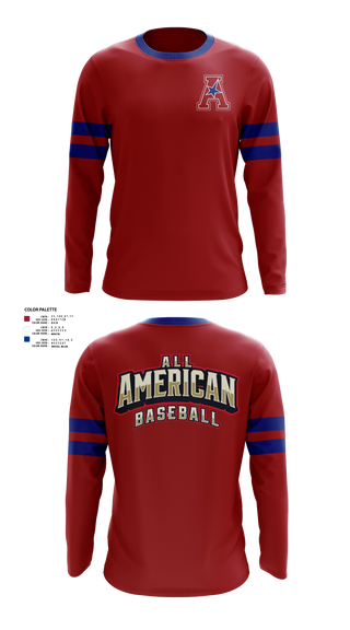 Long Sleeve Performance Shirt, All American, Baseball, Teamtime, Team time, sublimation, custom sports apparel, team uniforms, spirit wear, spiritwear, sports uniforms, custom shirts, team store, custom team store, fundraiser sports, apparel fundraiser