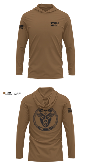 Long Sleeve hooded sunshirt, NSWG-1 Medical, Navy, Teamtime, Team time, sublimation, custom sports apparel, team uniforms, spirit wear, spiritwear, sports uniforms, custom shirts, team store, custom team store, fundraiser sports, apparel fundraiser