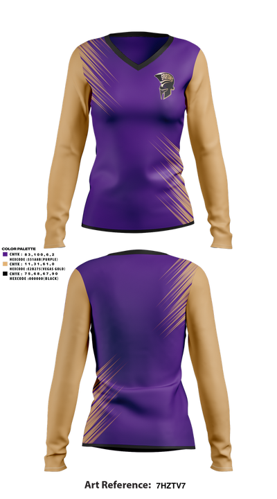 Spartans 74481764 Women's Long Sleeve V-neck Shirt - 1